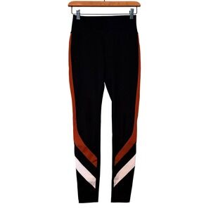 Splits59 Women Black Orange White Chevron High Waist Leggings Size S Activewear